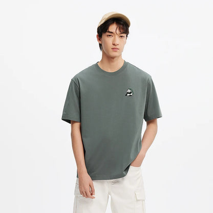Semir Short Sleeve T-Shirt Men Moisture Wicking Panda Embroidered 2025 New Summer Knit Top for Casual and Comfortable Style