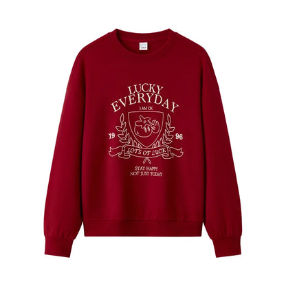 Semir Hoodie Women Design-featured Embroidered Loose and Lazy 2025 New Spring Round-neck Drop-shoulder Pullover Fashionable