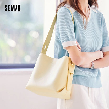 Semir Bucket Bag Women New Women Shoulder Bag Soft Leather Bag Popular Satchel Bag Commuter Christmas Bag