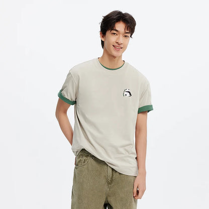 Semir Short Sleeve T-Shirt Men Moisture Wicking Panda Embroidered 2025 New Summer Knit Top for Casual and Comfortable Style