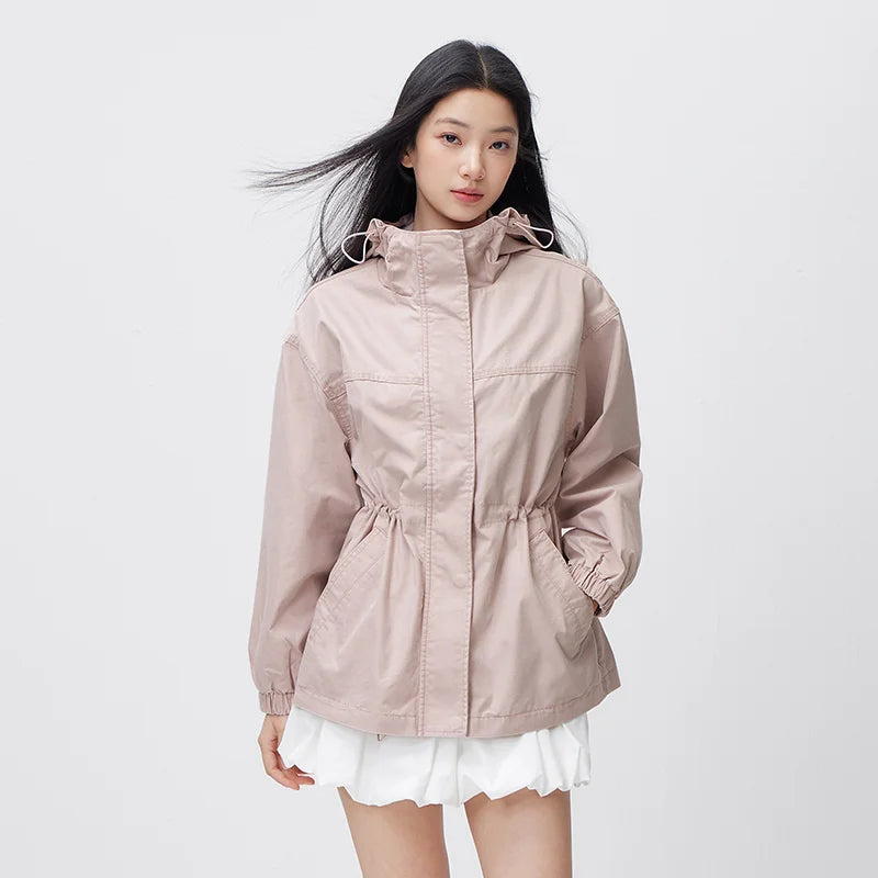 Semir Women Denim Jacket Retro Loose Waist Cinched