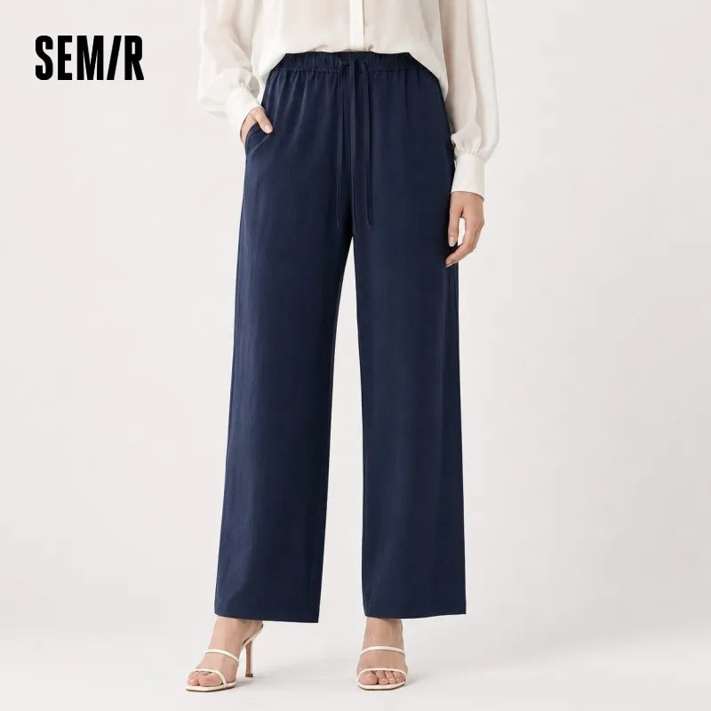 Semir Women Pants Linen Loose Wide Leg