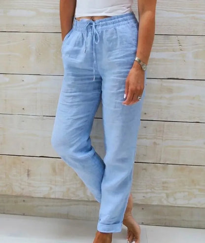 Women's Cotton Linen High Waist Pencil Pants