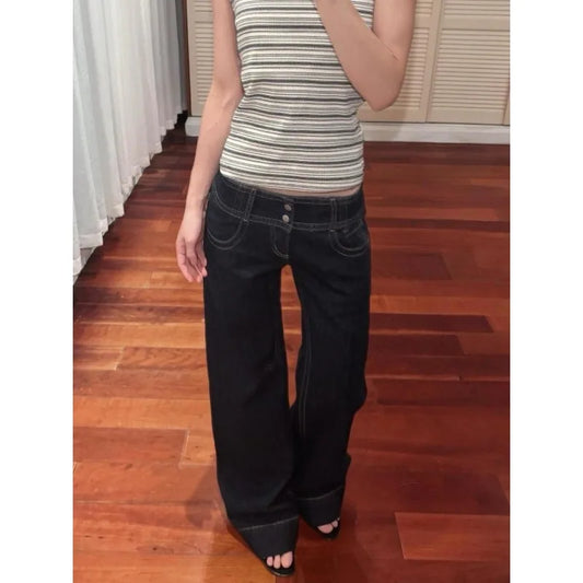 American Retro Low Waist Wide Leg Jeans