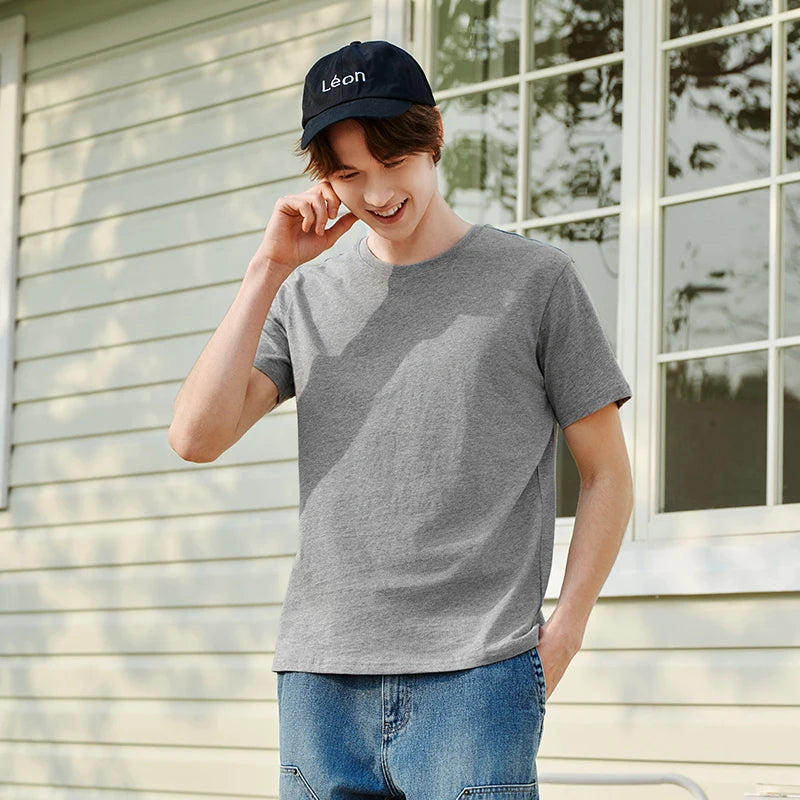 Semir Short Sleeve T-Shirt Men Pure Cotton Bottoming Shirt 2025 New Spring Solid Color Inner Layer Top Versatile White T-Shirt