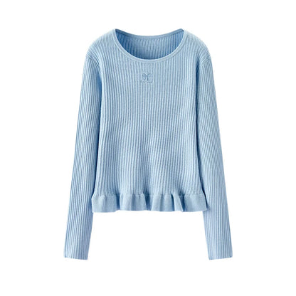 Semir Women Knitted Sweater Lace Trim Wool Pullover