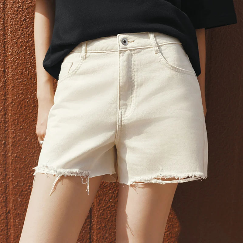 Semir Women Frayed Denim A-Line Shorts