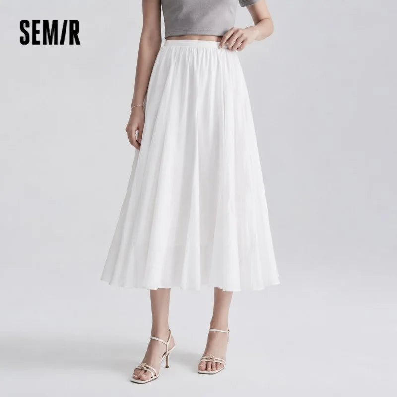 Semir Women Skirt High Waist A-Line Long