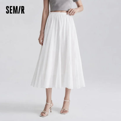 Semir Women Skirt High Waist A-Line Long