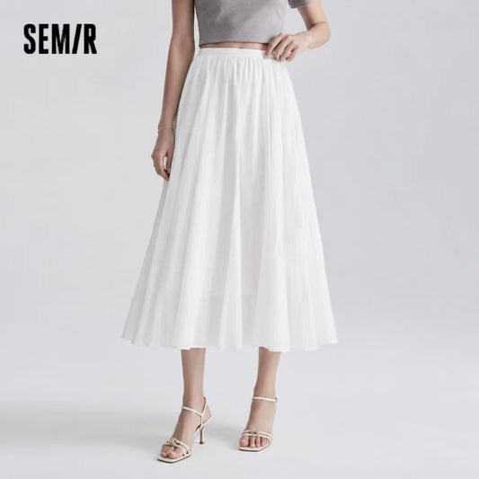 Semir Women Skirt High Waist A-Line Long