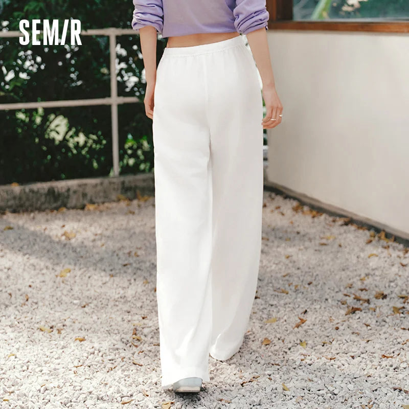 Semir Women Pants Linen Loose Wide Leg
