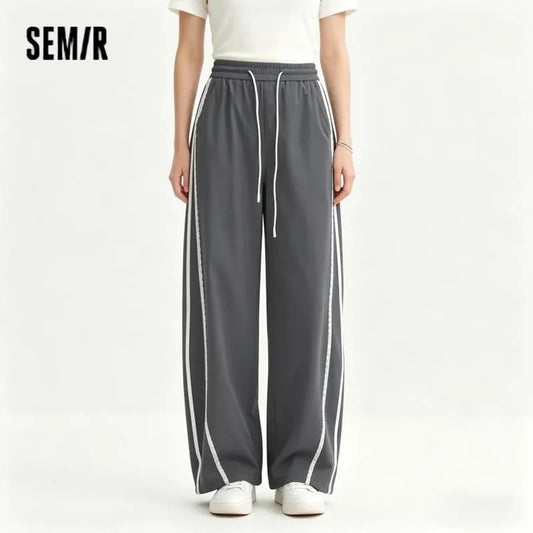 Semir Women Pants Color Block Ruffle Drawstring
