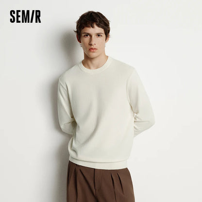 Semir Men Knitted Sweater Crew Neck Cashmere Blend