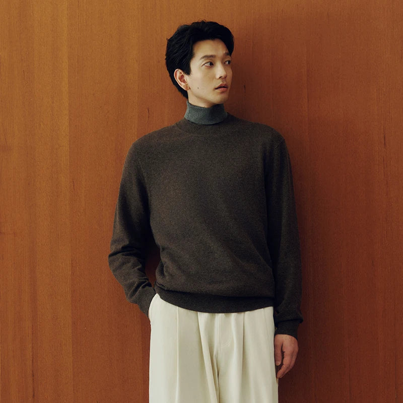 Semir Men Knitted Sweater Half-High Collar Cashmere