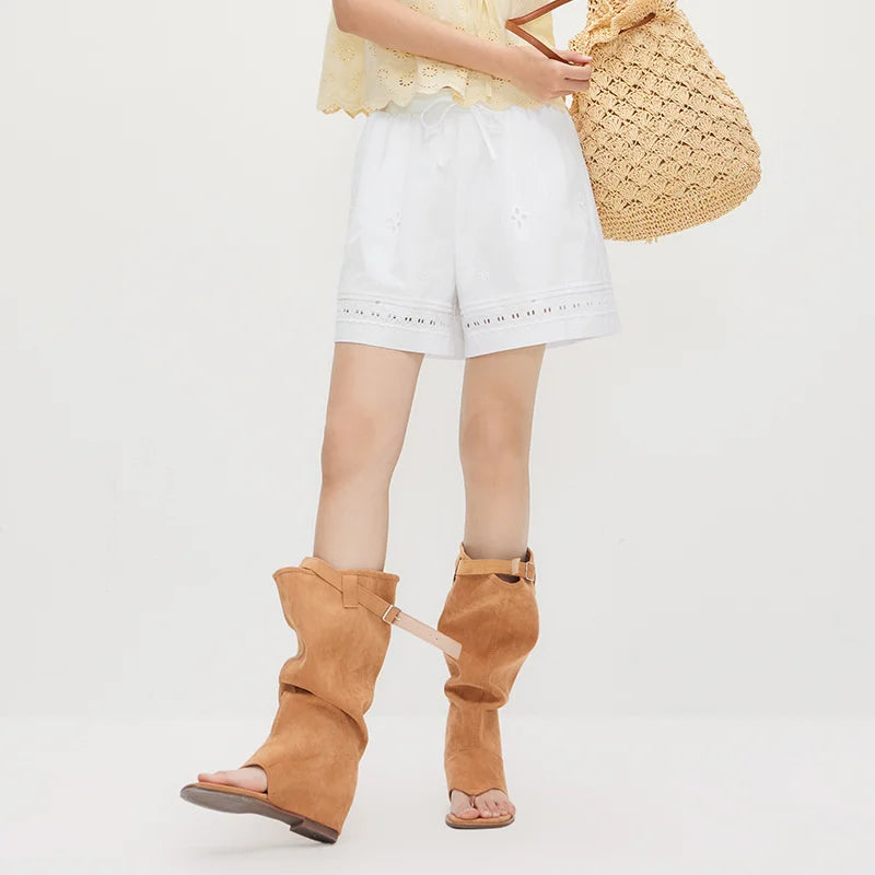 Semir Women Pants Hollow Embroidered Loose