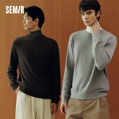 Semir Men Knitted Sweater Half-High Collar Cashmere