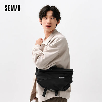 Semir Crossbody Bag Men Textured Chest Bag 2024 New Fashion Letter Print Large Capacity Backpack