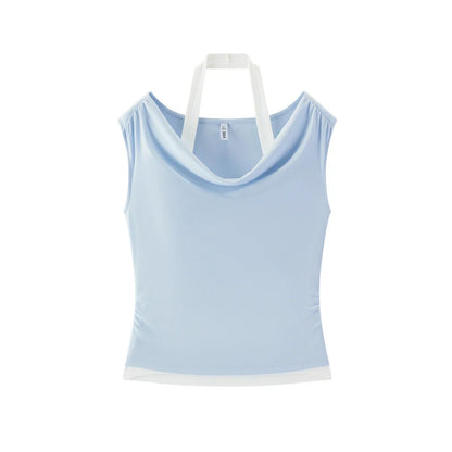 Semir Women Tshirt Halter Neck Fake Two-Piece