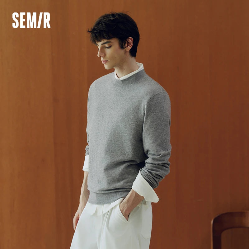 Semir Men Knitted Sweater Half-High Collar Cashmere