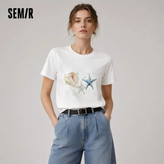 Semir Women Tshirt Short Sleeve Cooling Print Petite