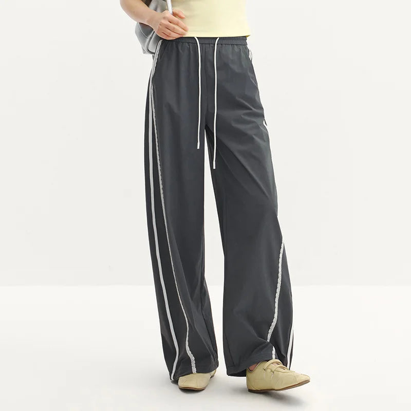 Semir Women Pants Color Block Ruffle Drawstring