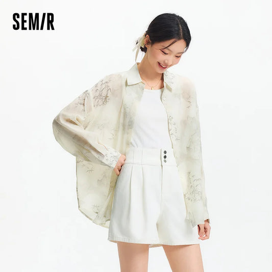 Semir Women Long Sleeve Shirt Oversize Print