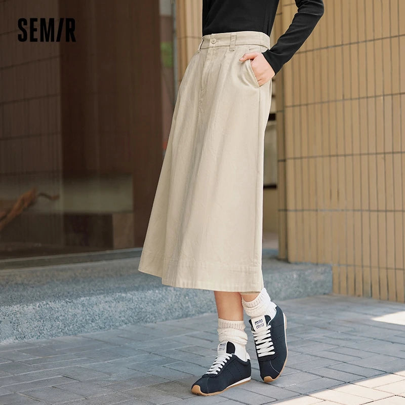 Semir Women Skirt Cotton Loose Umbrella