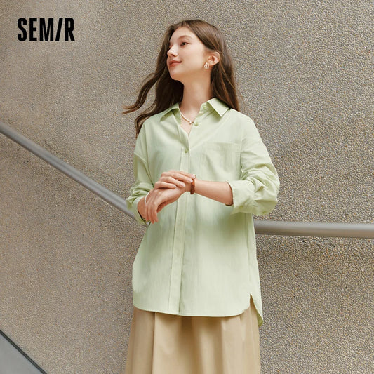 Semir Long Sleeve Shirt Women Oversize Shirt with Short Vest 2025 New Spring Two-Piece Set for Trendy and Casual Style