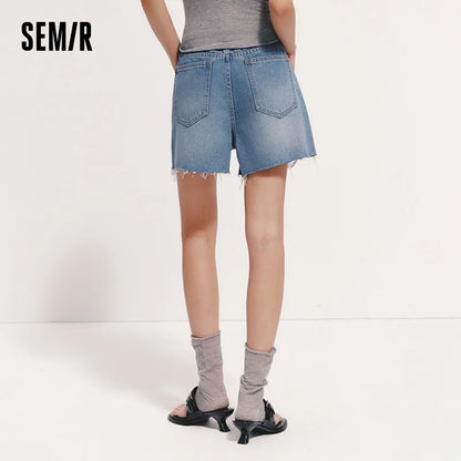 Semir Women Frayed Denim A-Line Shorts