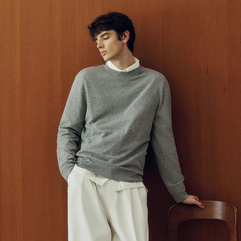 Semir Men Knitted Sweater Half-High Collar Cashmere