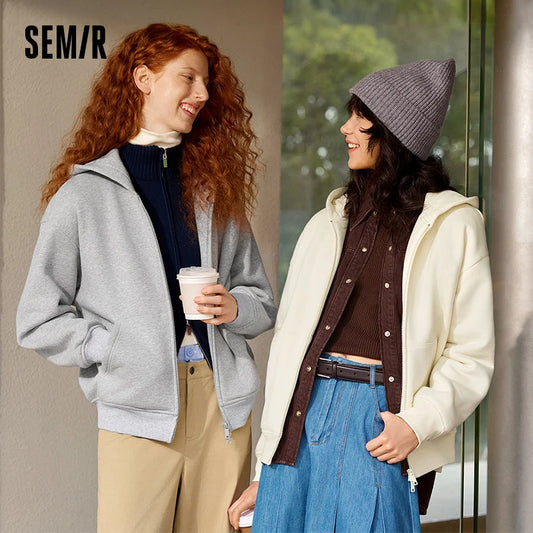Semir Women Jacket Fleece Drop Shoulder Hooded