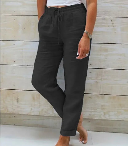 Women's Cotton Linen High Waist Pencil Pants