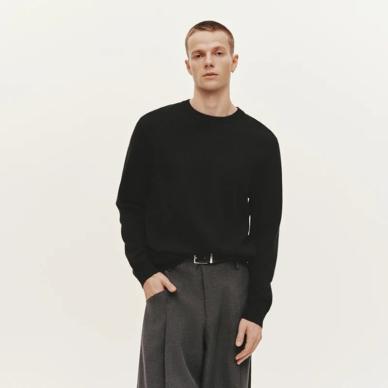 Semir Men Knitted Sweater Crew Neck Cashmere Blend