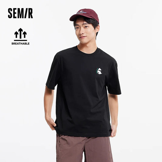 Semir Short Sleeve T-Shirt Men Moisture Wicking Panda Embroidered 2025 New Summer Knit Top for Casual and Comfortable Style