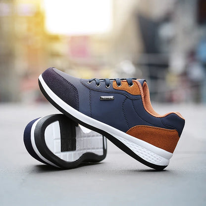 YRZL Men's Waterproof Leather Sports Sneakers