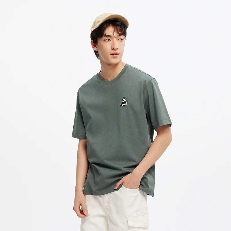 Semir Short Sleeve T-Shirt Men Moisture Wicking Panda Embroidered 2025 New Summer Knit Top for Casual and Comfortable Style