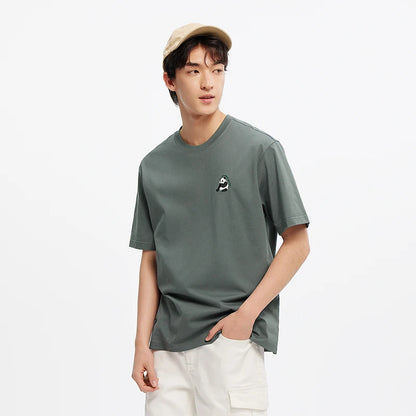 Semir Short Sleeve T-Shirt Men Moisture Wicking Panda Embroidered 2025 New Summer Knit Top for Casual and Comfortable Style