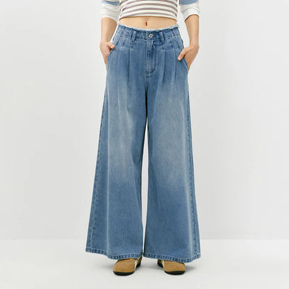 Semir Women Raw Hem High Waist Wide Leg Jeans