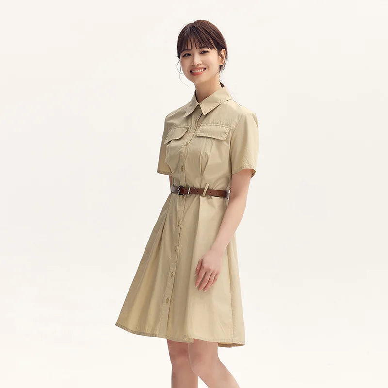 Semir Dress Women Pure Cotton Fashionable and Elegant 2025 New Summer Version Slimming and Waist-tightening Shirt Dress