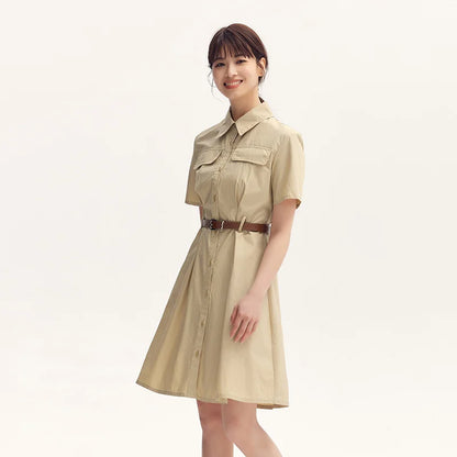 Semir Dress Women Pure Cotton Fashionable and Elegant 2025 New Summer Version Slimming and Waist-tightening Shirt Dress