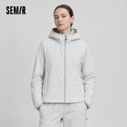 Semir Women Cotton Coat Three-Resistant Raglan Slim Hooded