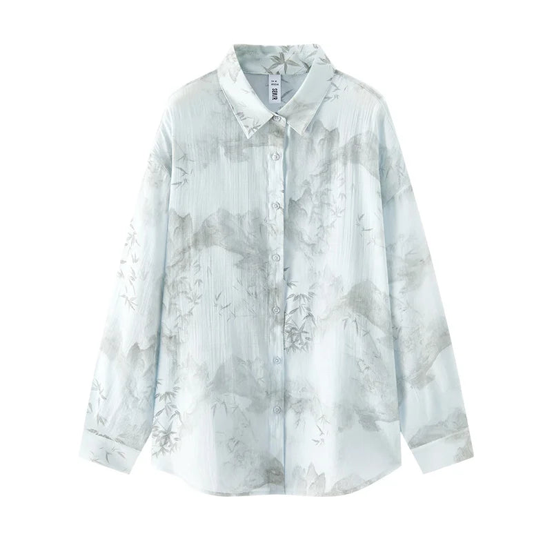 Semir Women Long Sleeve Shirt Oversize Print