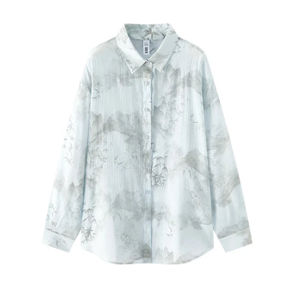 Semir Women Long Sleeve Shirt Oversize Print