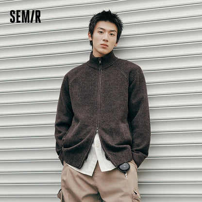 Semir Men Cardigan Mock Neck Raglan Sleeve