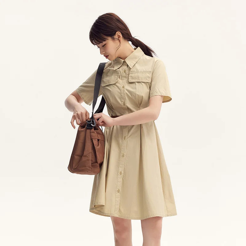 Semir Dress Women Pure Cotton Fashionable and Elegant 2025 New Summer Version Slimming and Waist-tightening Shirt Dress