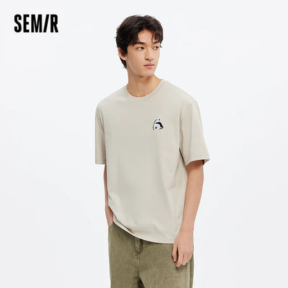 Semir Short Sleeve T-Shirt Men Moisture Wicking Panda Embroidered 2025 New Summer Knit Top for Casual and Comfortable Style
