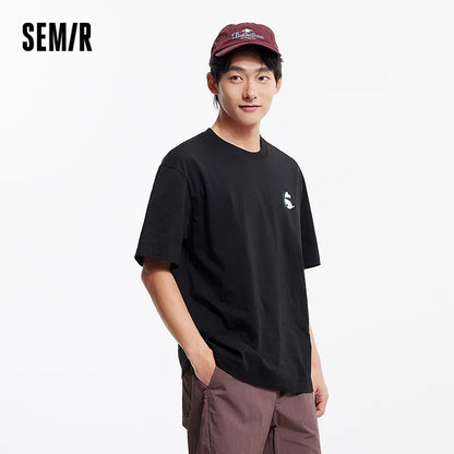 Semir Short Sleeve T-Shirt Men Moisture Wicking Panda Embroidered 2025 New Summer Knit Top for Casual and Comfortable Style