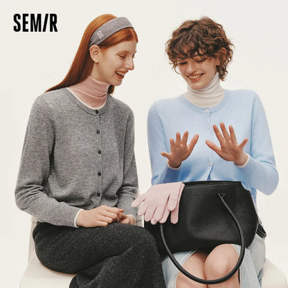 Semir Women Knitted Sweater Slim Embroidered Pullover