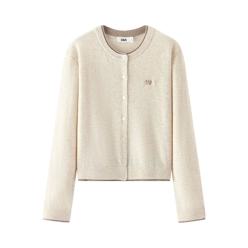 Semir Women Knitted Sweater Slim Embroidered Pullover