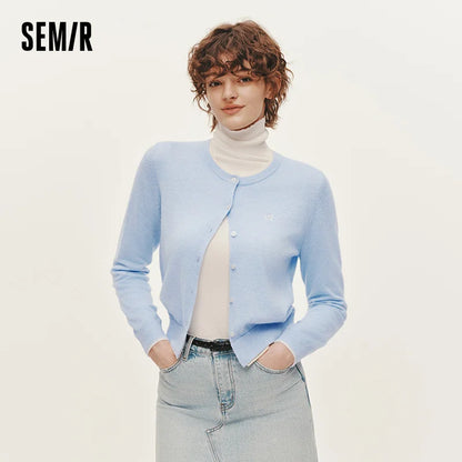 Semir Women Knitted Sweater Slim Embroidered Pullover